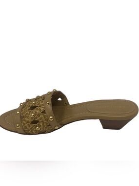 ERIC JAVITS Maribel Natural Braid Slip On Woven Straw/Tan Womens Sandals Size 6M